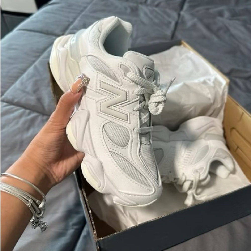 NEW New Balance 9060 Reflection Triple White Sneaker - Women 6.5 / Men *KIDS* 5 - Picture 1 of 5